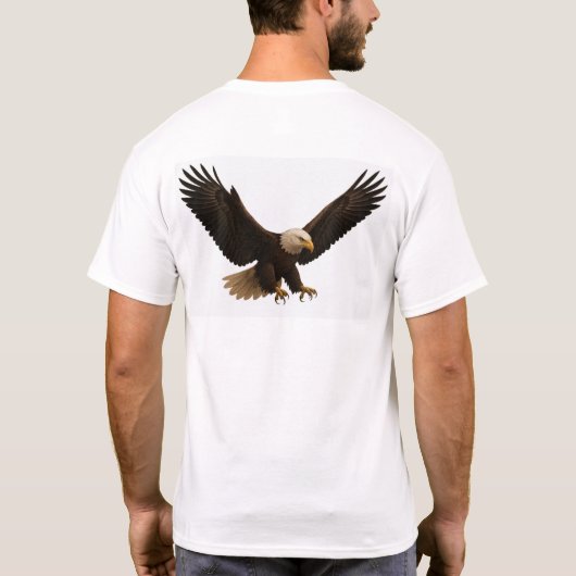 リアル飛んでいるイーグルはっきりした – 野生生物TシャツDes Tシャツ (裏面)