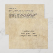 リアル タイプライター シェイクスピア ソネット 18 (XVIII) 招待状 (正面/裏面)