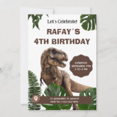 リアルTレックスジャングル恐竜誕生日 招待状 (正面)