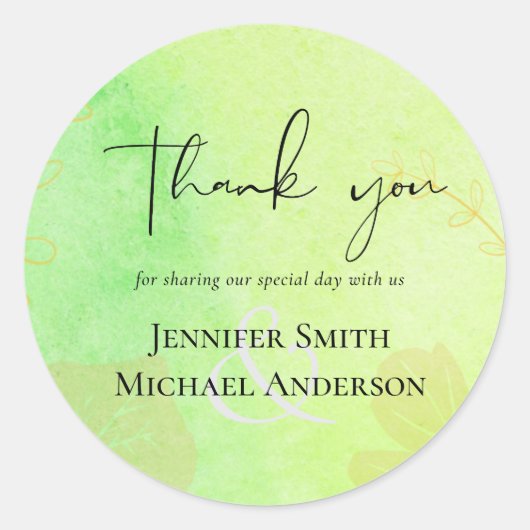 リア・G　予算ウェディング　ウォーターカラー　ターコイズグリーン　青 ラウンドシール (正面)