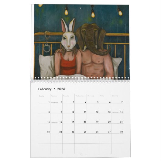 リアSaulnierの2016のカレンダーの芸術 カレンダー (2月 2026)