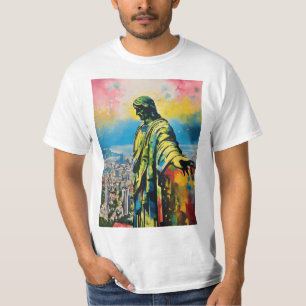「リオの霊：救い主の手であるジャイアントキリスト」 Tシャツ