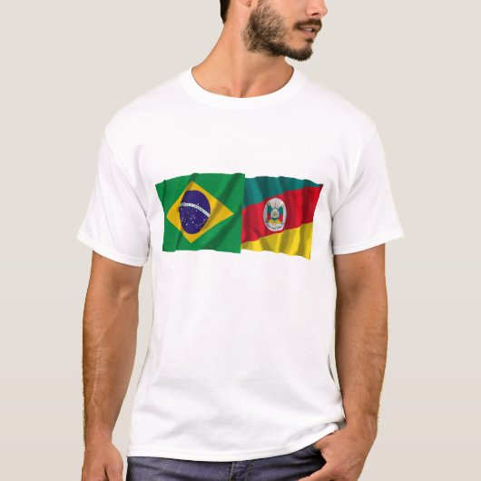 リオグランデ・ド・スル州及びブラジルの振る旗 Tシャツ (正面)