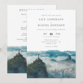 リオスカイライン水彩オールインワンウェディング 招待状 (正面/裏面)