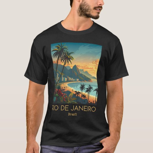 リオデジャネイロのヴィンテージ旅行イラストレーション- Tシャツ (正面)