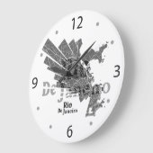 リオデジャネイロの地図時計 ラージ壁時計 (傾斜)