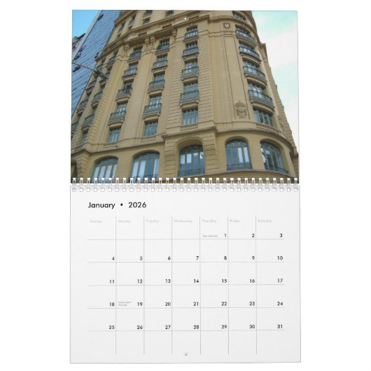 リオデジャネイロの驚異の市民会館。 下町 カレンダー (1月 2026)