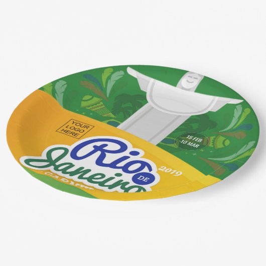 リオデジャネイロカーニバルカスタムロゴの追加 ペーパープレート (アングル)