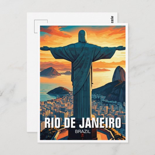 リオデジャネイロキリストザリデエマーサンセット ポストカード (正面/裏面)