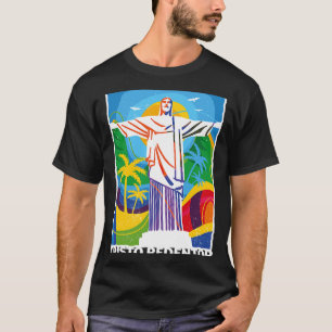 リオデジャネイロクリストレッドアントールブラジルのスカイラインシル Tシャツ