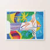 リオデジャネイロクリストレッドエントールカラフルブラジル ジグソーパズル (横)