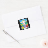 リオデジャネイロクリストレッドエントールカラフルブラジル スクエアシール (封筒)