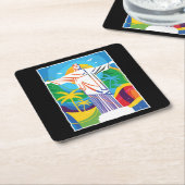 リオデジャネイロクリストレッドエントールカラフルブラジル スクエアペーパーコースター (アングル)