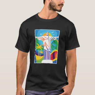 リオデジャネイロクリストレッドエントールカラフルブラジル Tシャツ
