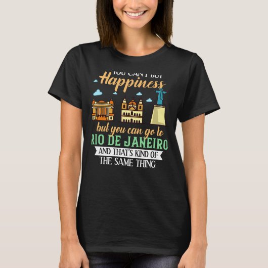 リオデジャネイロブラジルのシティスカイラインの地図 Tシャツ (正面)