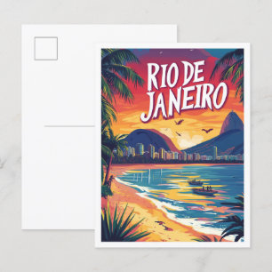 リオデジャネイロブラジルアートイラストレーション旅行 ポストカード