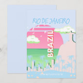 リオデジャネイロブラジルトラベルアートブルーイラストレーション シーズンカード (正面/裏面)