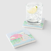 リオデジャネイロブラジルトラベルアートブルーイラストレーション ストーンコースター (横)