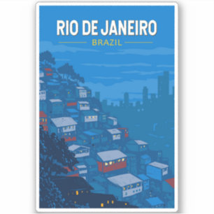 リオデジャネイロブラジルファヴェラトラベルアートヴィンテージ シール