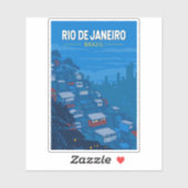 リオデジャネイロブラジルファヴェラトラベルアートヴィンテージ シール (シート)