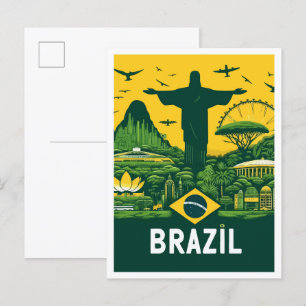 リオデジャネイロブラジルヴィンテージ旅行イラストレーション ポストカード