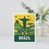 リオデジャネイロブラジルヴィンテージ旅行イラストレーション ポストカード (スタンド正面)