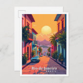 リオデジャネイロブラジルヴィンテージ旅行イラストレーション ポストカード (正面/裏面)