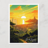 リオデジャネイロブラジルヴィンテージ旅行イラストレーション ポストカード (正面)