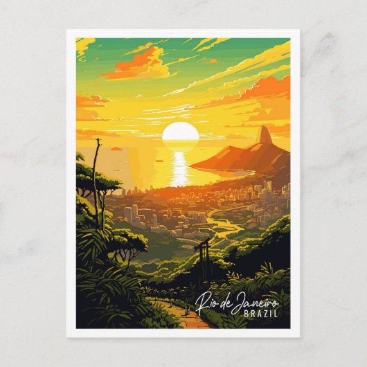 リオデジャネイロブラジルヴィンテージ旅行イラストレーション ポストカード (正面)