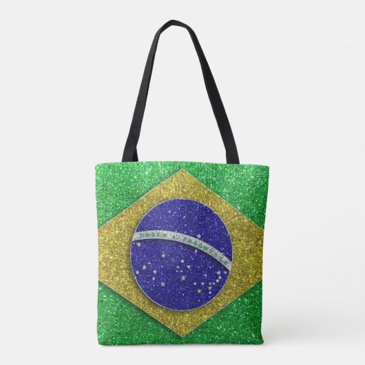 リオデジャネイロブラジル国旗のグリッター トートバッグ (裏面)