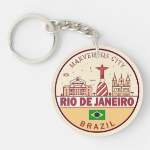 リオデジャネイロブラジル市スカイラインエンブレム キーホルダー