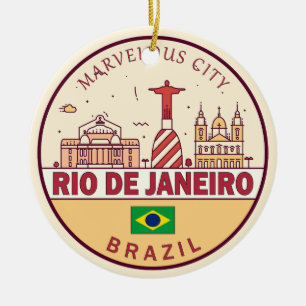 リオデジャネイロブラジル市スカイラインエンブレム セラミックオーナメント
