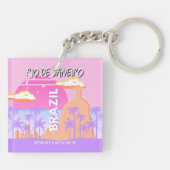 リオデジャネイロブラジル旅行アートピンクのポスター キーホルダー (裏面)