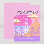 リオデジャネイロブラジル旅行アートピンクのポスター シーズンカード (正面/裏面)
