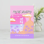 リオデジャネイロブラジル旅行アートピンクのポスター シーズンカード (スタンド正面)