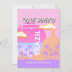 リオデジャネイロブラジル旅行アートピンクのポスター シーズンカード