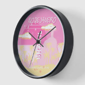 リオデジャネイロブラジル旅行アートピンクイラストレーション 壁時計 (傾斜)