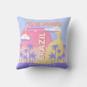 リオデジャネイロブラジル旅行アートブルーポスター クッション (裏面)