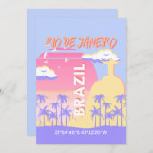 リオデジャネイロブラジル旅行アートブルーポスター シーズンカード (正面/裏面)