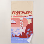リオデジャネイロブラジル旅行アートレトロポスター ビーチタオル (正面)