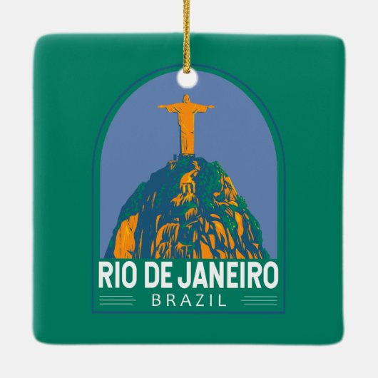 リオデジャネイロブラジル旅行アートヴィンテージ セラミックオーナメント (裏面)