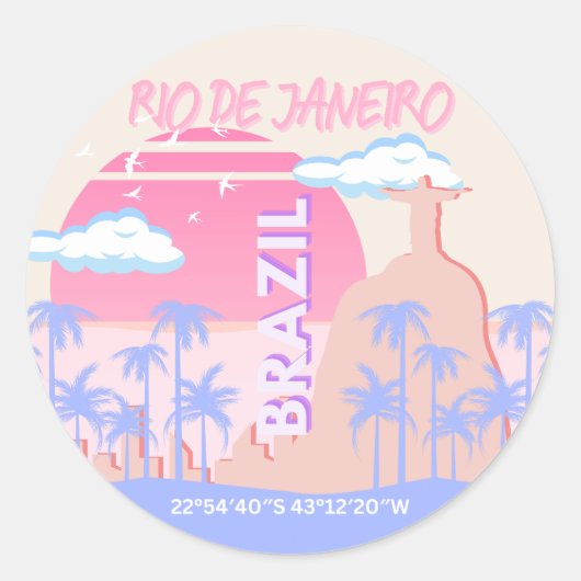 リオデジャネイロブラジル旅行アート ラウンドシール (正面)