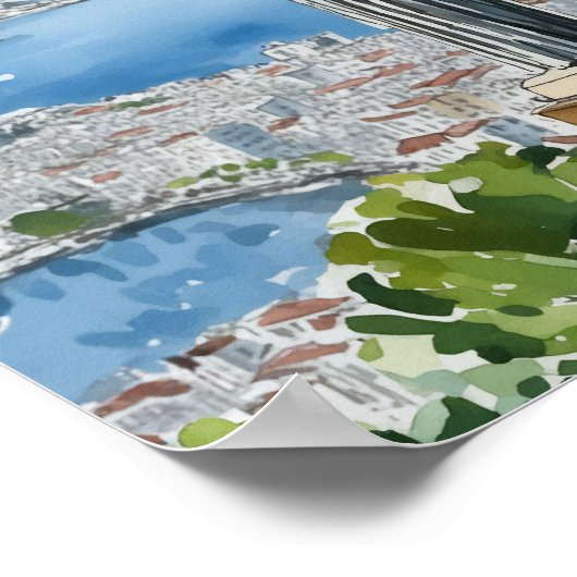 リオデジャネイロブラジル水彩画プリント ポスター (角)