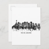 リオデジャネイロブラジルBW インビテーションポストカード (正面/裏面)