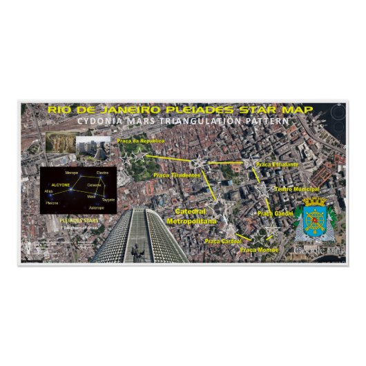 リオデジャネイロプレアデスの地図 ポスター (正面)