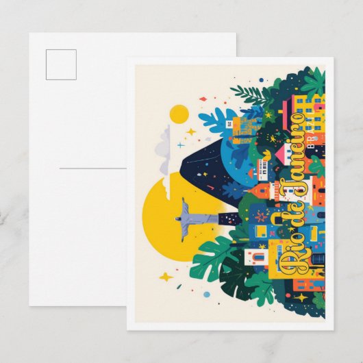 リオデジャネイロポップ・アートのブラジルアートトラベルイラストレーション ポストカード (正面/裏面)