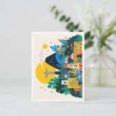 リオデジャネイロポップ・アートのブラジルアートトラベルイラストレーション ポストカード (スタンド正面)