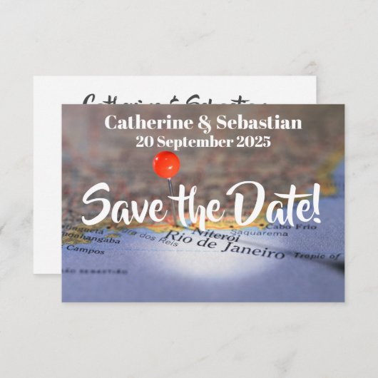 リオデジャネイロ、ブラジルのヴィンテージの地図 セーブザデート (正面/裏面)