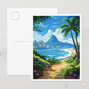 リオデジャネイロ ブラジル ビンテージ 旅行 イラスト ポストカード