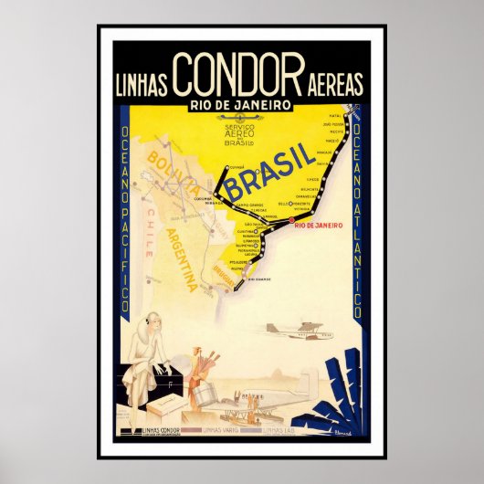 リオデジャネイロBrazil Linhas Condor Aerias ポスター (正面)
